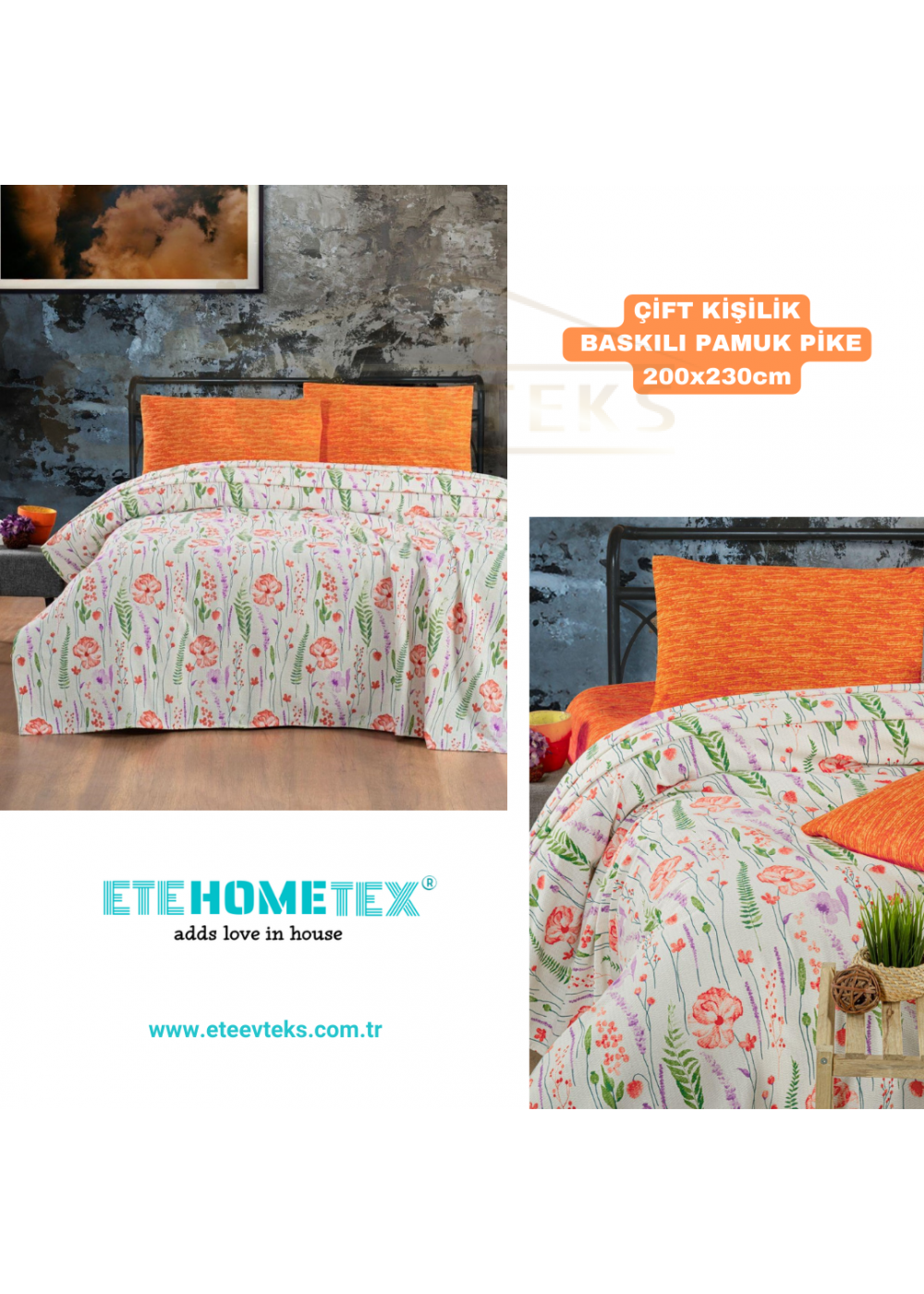 ETEHOMETEX ÇİFT KİŞİLİK BASKILI PAMUK PİKE BAHAR 8696474231842 ETEHOMETEX ÇİFT KİŞİLİK BASKILI PAMUK PİKE BAHAR 8696474231842